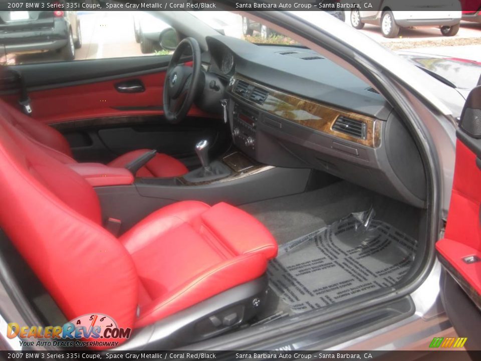 2007 BMW 3 Series 335i Coupe Space Gray Metallic / Coral Red/Black Photo #15