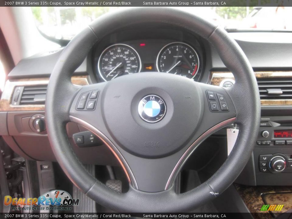 2007 BMW 3 Series 335i Coupe Space Gray Metallic / Coral Red/Black Photo #21