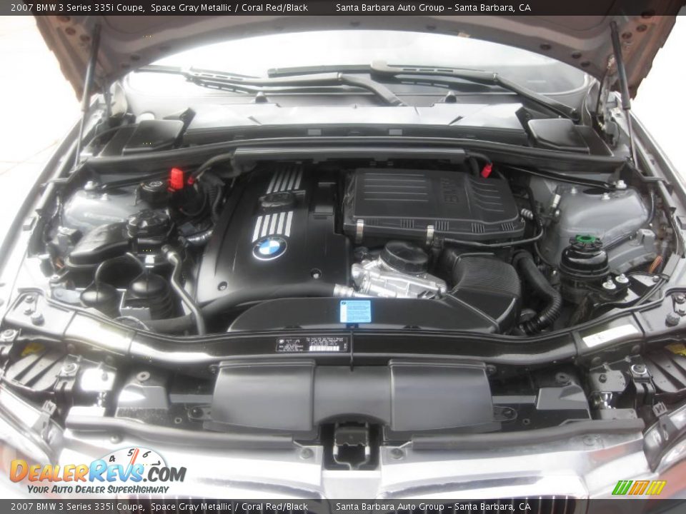 2007 BMW 3 Series 335i Coupe Space Gray Metallic / Coral Red/Black Photo #22