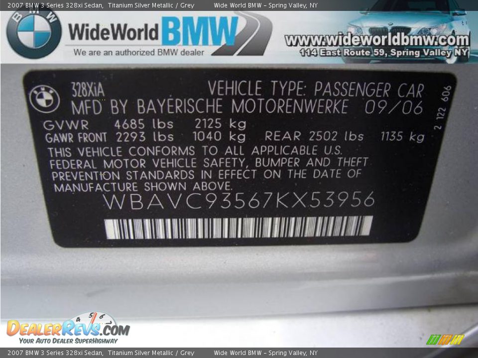 2007 BMW 3 Series 328xi Sedan Titanium Silver Metallic / Grey Photo #15