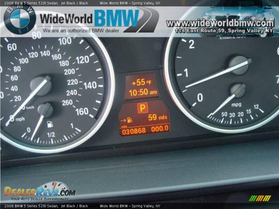 2008 BMW 5 Series 528i Sedan Jet Black / Black Photo #13
