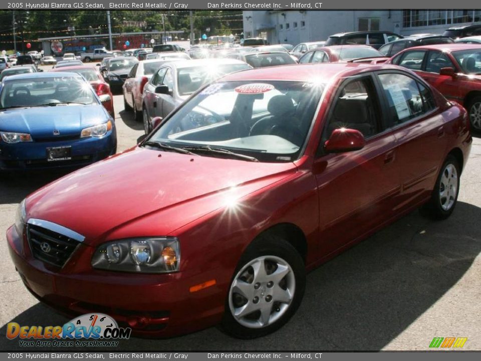 2005 Hyundai Elantra GLS Sedan Electric Red Metallic / Gray Photo #1