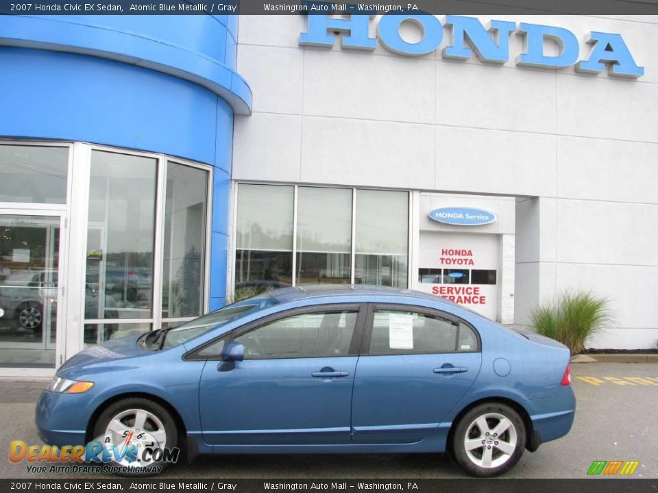 2007 Honda Civic EX Sedan Atomic Blue Metallic / Gray Photo #3