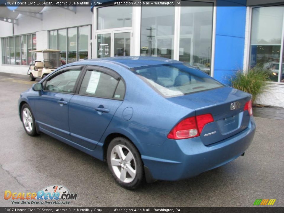 2007 Honda Civic EX Sedan Atomic Blue Metallic / Gray Photo #4