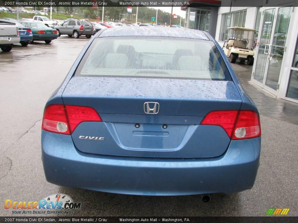 2007 Honda Civic EX Sedan Atomic Blue Metallic / Gray Photo #5