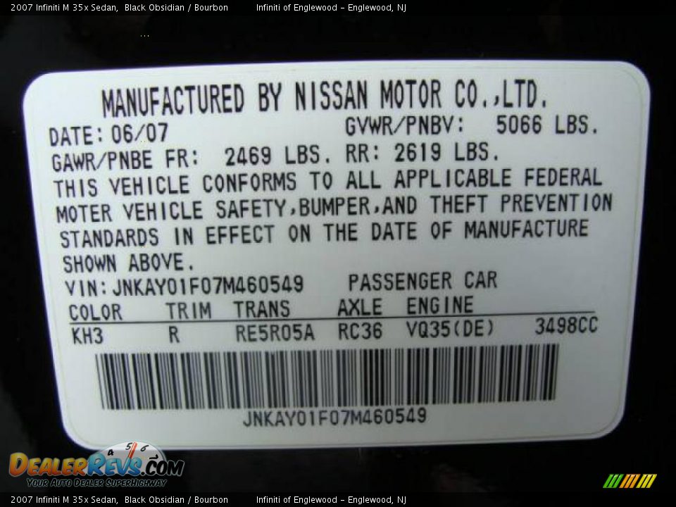 2007 Infiniti M 35x Sedan Black Obsidian / Bourbon Photo #33