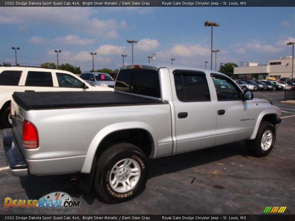 2002 Dodge Dakota Sport Quad Cab 4x4 Bright Silver Metallic / Dark Slate Gray Photo #3