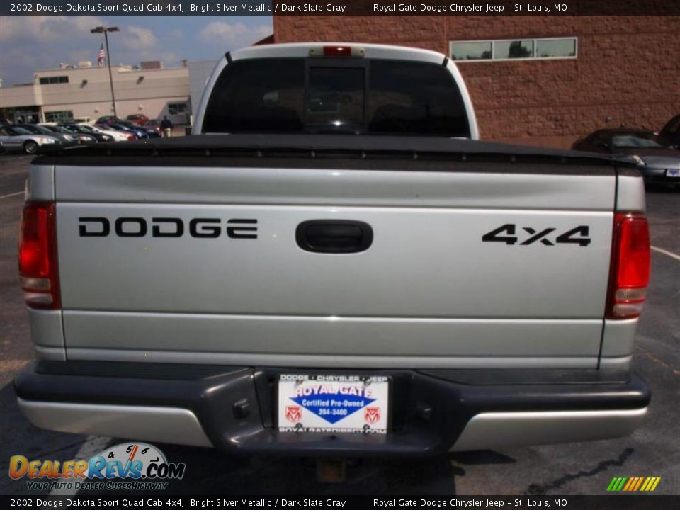 2002 Dodge Dakota Sport Quad Cab 4x4 Bright Silver Metallic / Dark Slate Gray Photo #6
