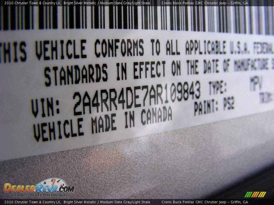 2010 Chrysler Town & Country LX Bright Silver Metallic / Medium Slate Gray/Light Shale Photo #24