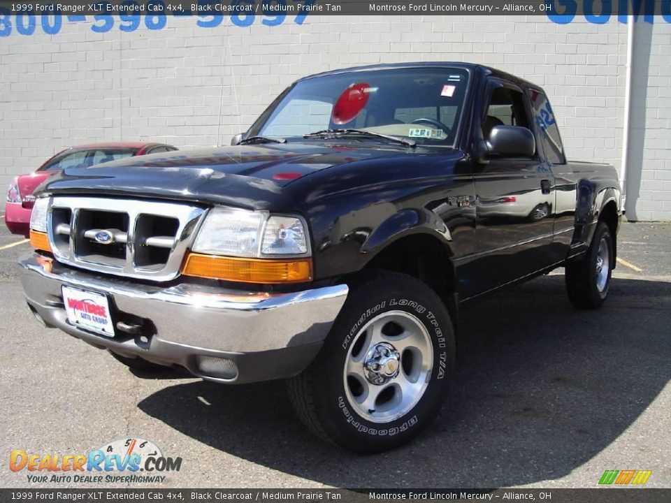 1999 Ford Ranger XLT Extended Cab 4x4 Black Clearcoat / Medium Prairie Tan Photo #1