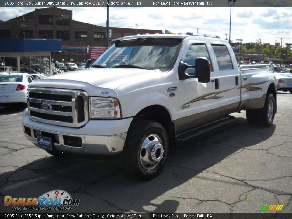 2005 Ford F350 Super Duty Lariat Crew Cab 4x4 Dually Oxford White / Tan Photo #18