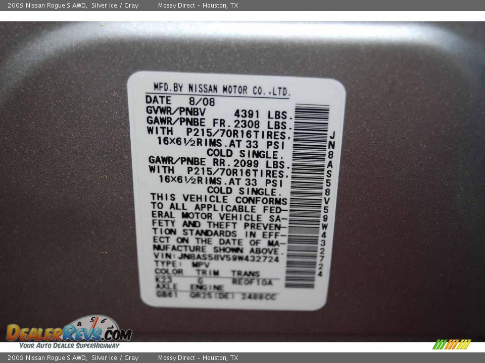 2009 Nissan Rogue S AWD Silver Ice / Gray Photo #17