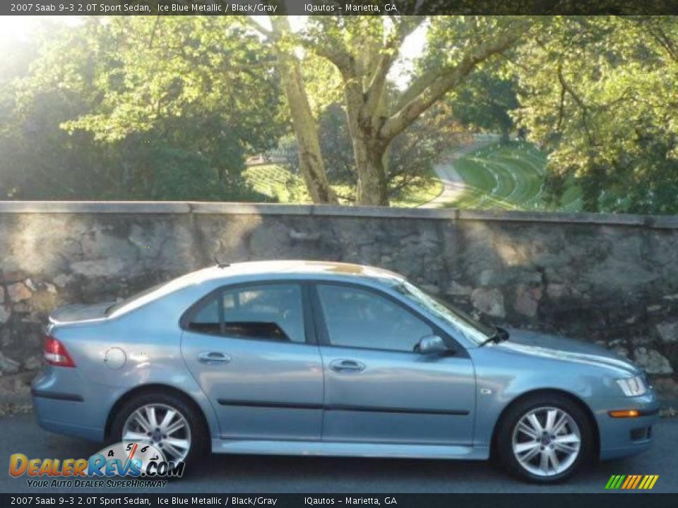 2007 Saab 9-3 2.0T Sport Sedan Ice Blue Metallic / Black/Gray Photo #2