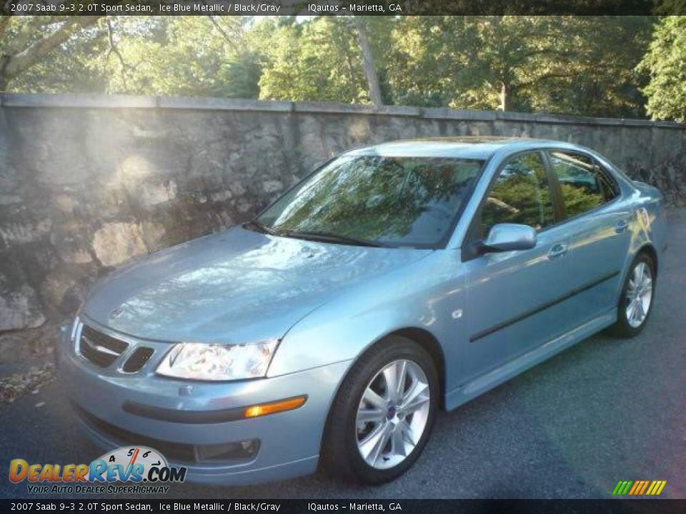 2007 Saab 9-3 2.0T Sport Sedan Ice Blue Metallic / Black/Gray Photo #4