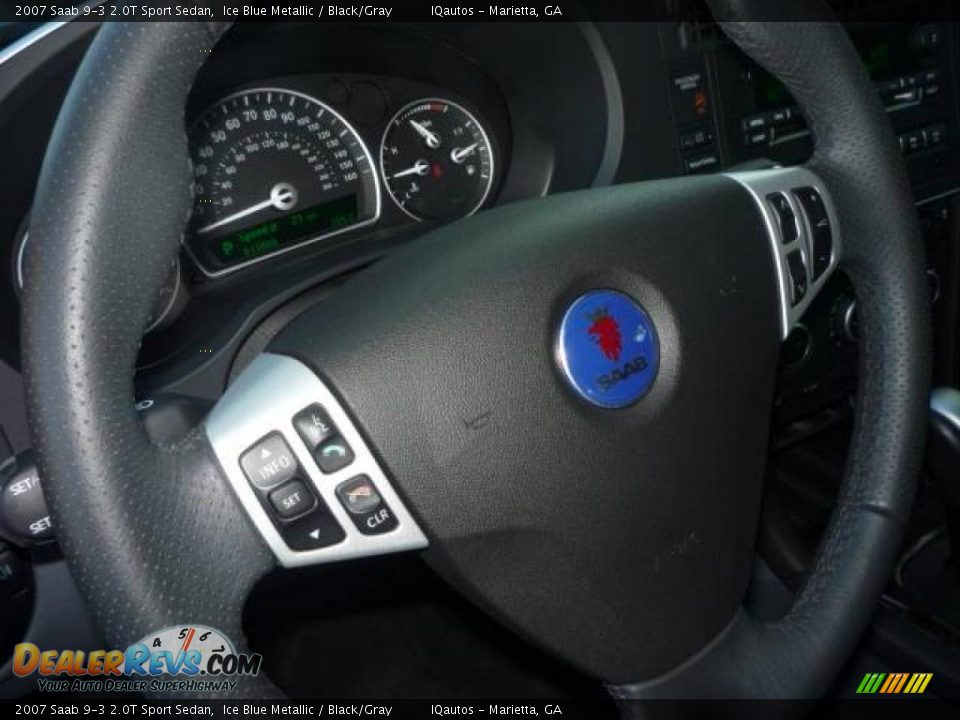 2007 Saab 9-3 2.0T Sport Sedan Ice Blue Metallic / Black/Gray Photo #16