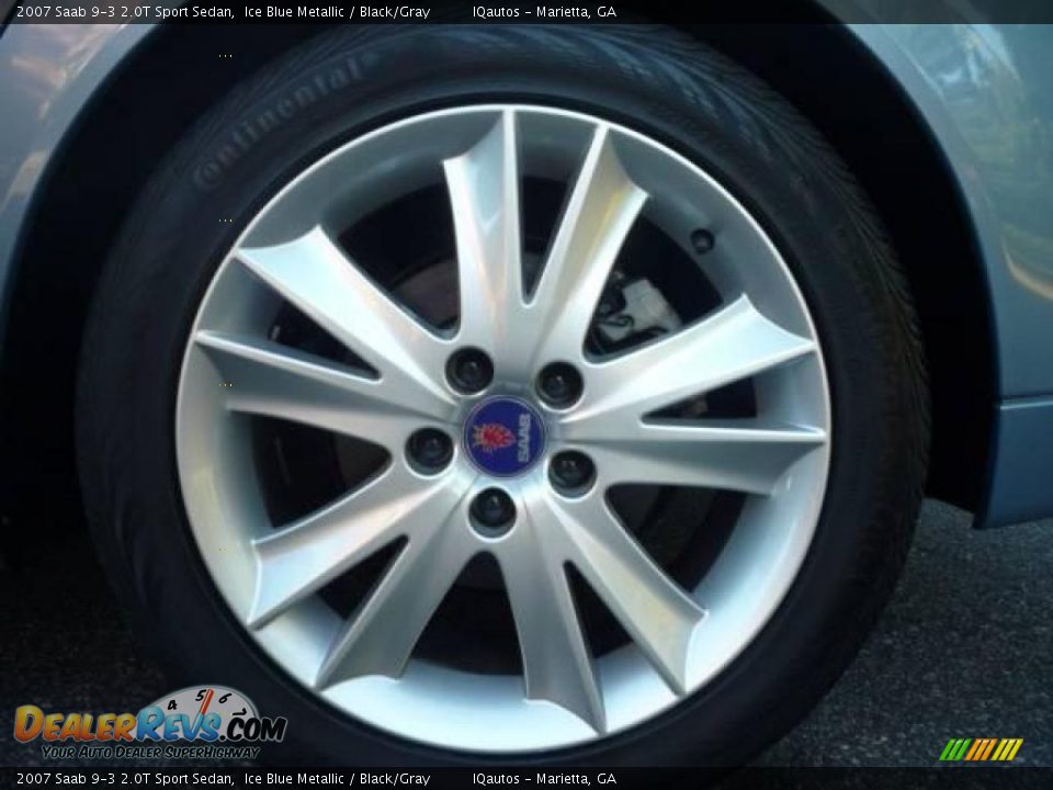 2007 Saab 9-3 2.0T Sport Sedan Ice Blue Metallic / Black/Gray Photo #27