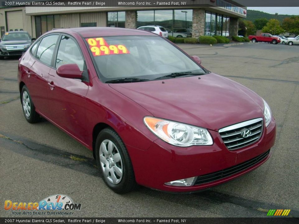 2007 Hyundai Elantra GLS Sedan Redfire Pearl / Beige Photo #3