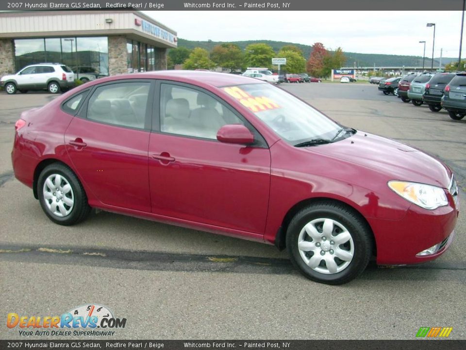 2007 Hyundai Elantra GLS Sedan Redfire Pearl / Beige Photo #4