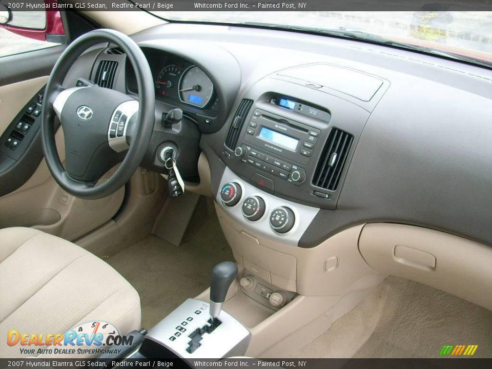 2007 Hyundai Elantra GLS Sedan Redfire Pearl / Beige Photo #7