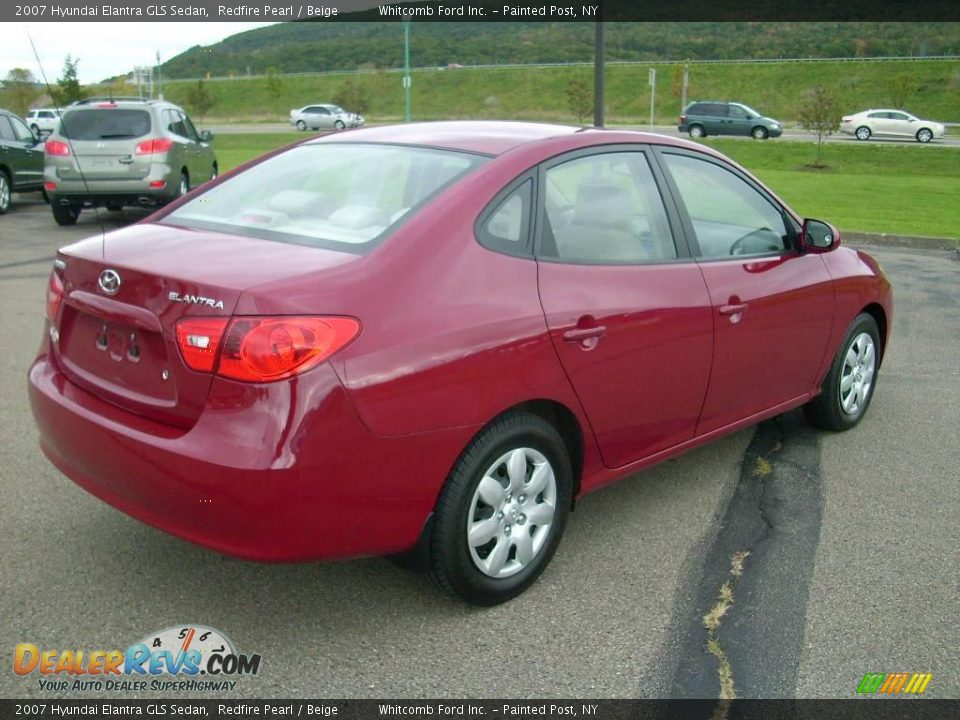 2007 Hyundai Elantra GLS Sedan Redfire Pearl / Beige Photo #9