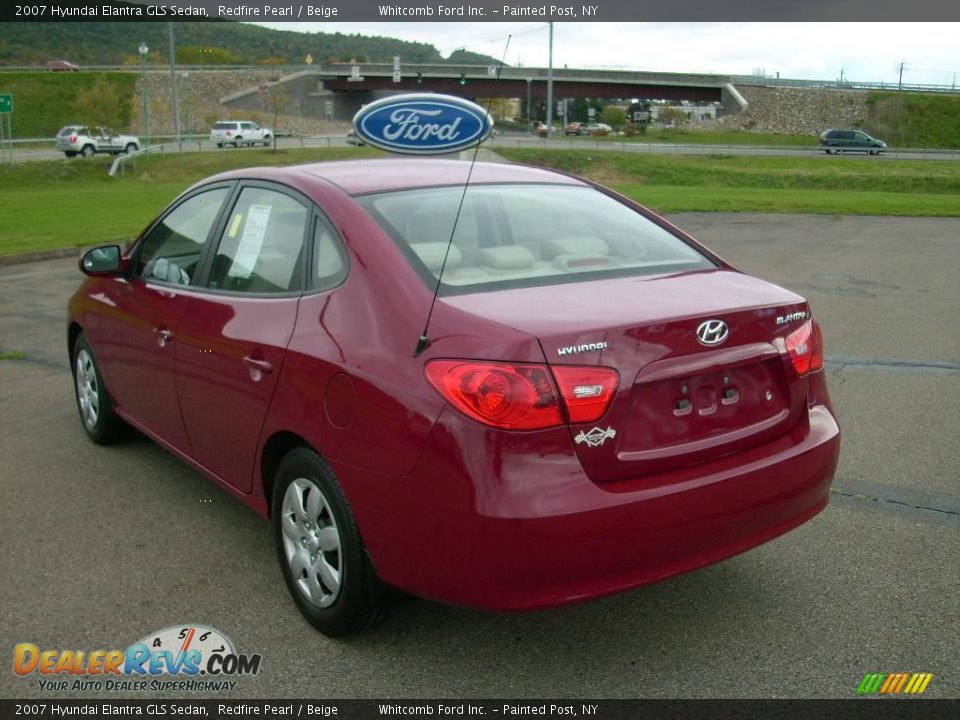 2007 Hyundai Elantra GLS Sedan Redfire Pearl / Beige Photo #10