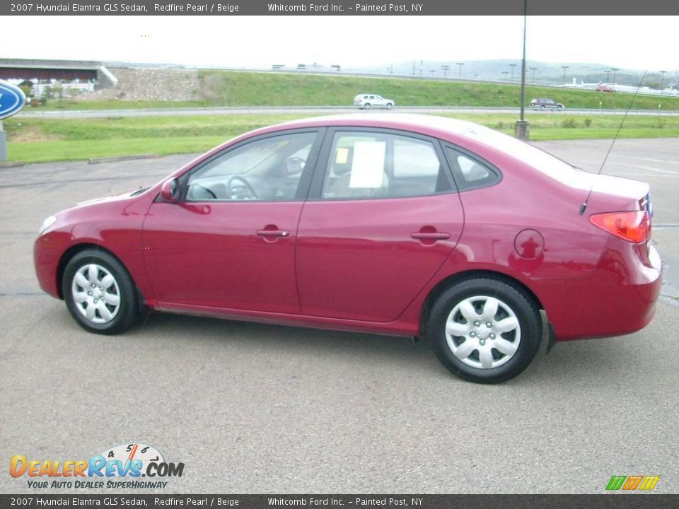 2007 Hyundai Elantra GLS Sedan Redfire Pearl / Beige Photo #11