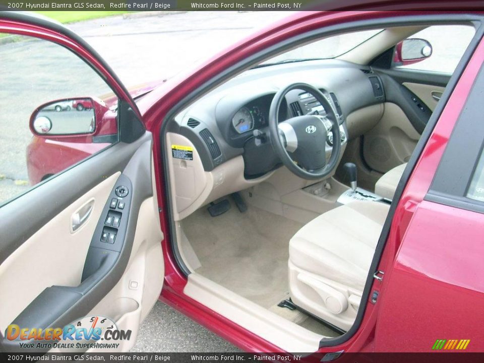 2007 Hyundai Elantra GLS Sedan Redfire Pearl / Beige Photo #13