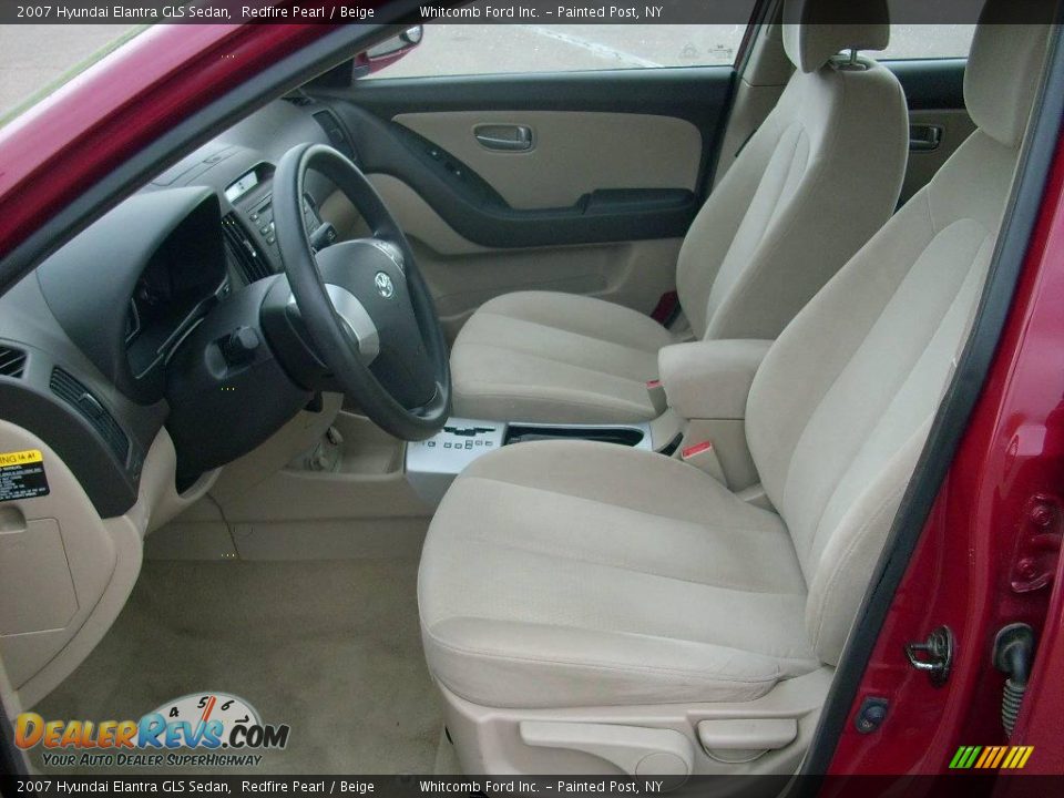2007 Hyundai Elantra GLS Sedan Redfire Pearl / Beige Photo #14