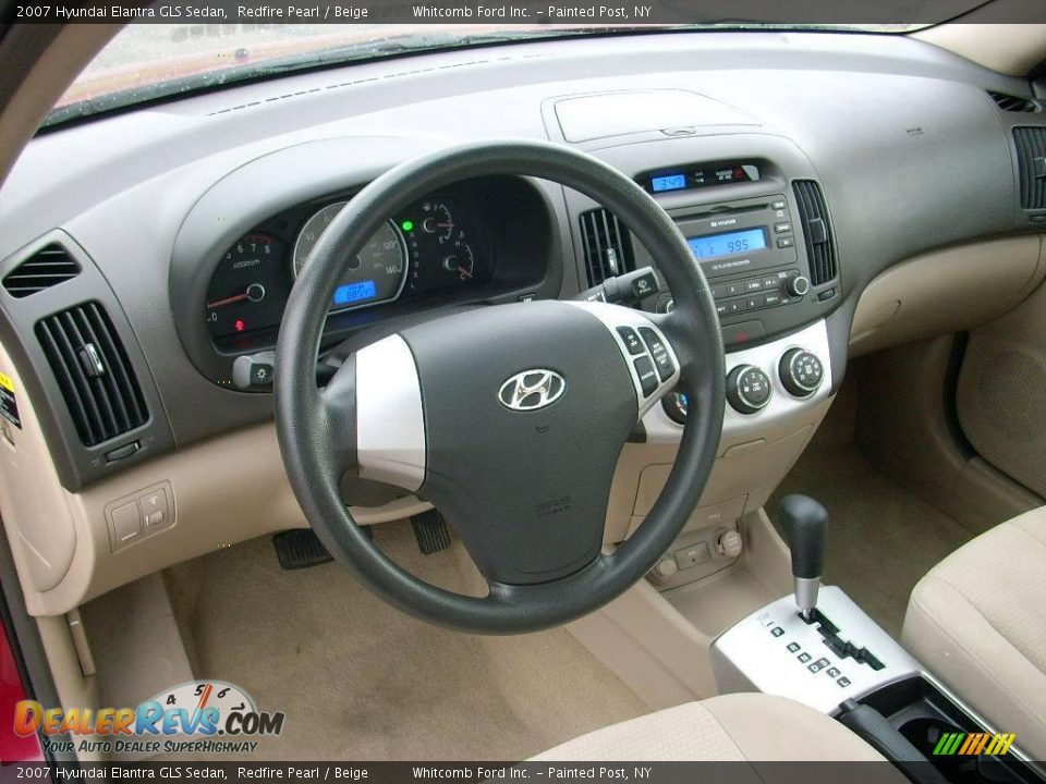 2007 Hyundai Elantra GLS Sedan Redfire Pearl / Beige Photo #15