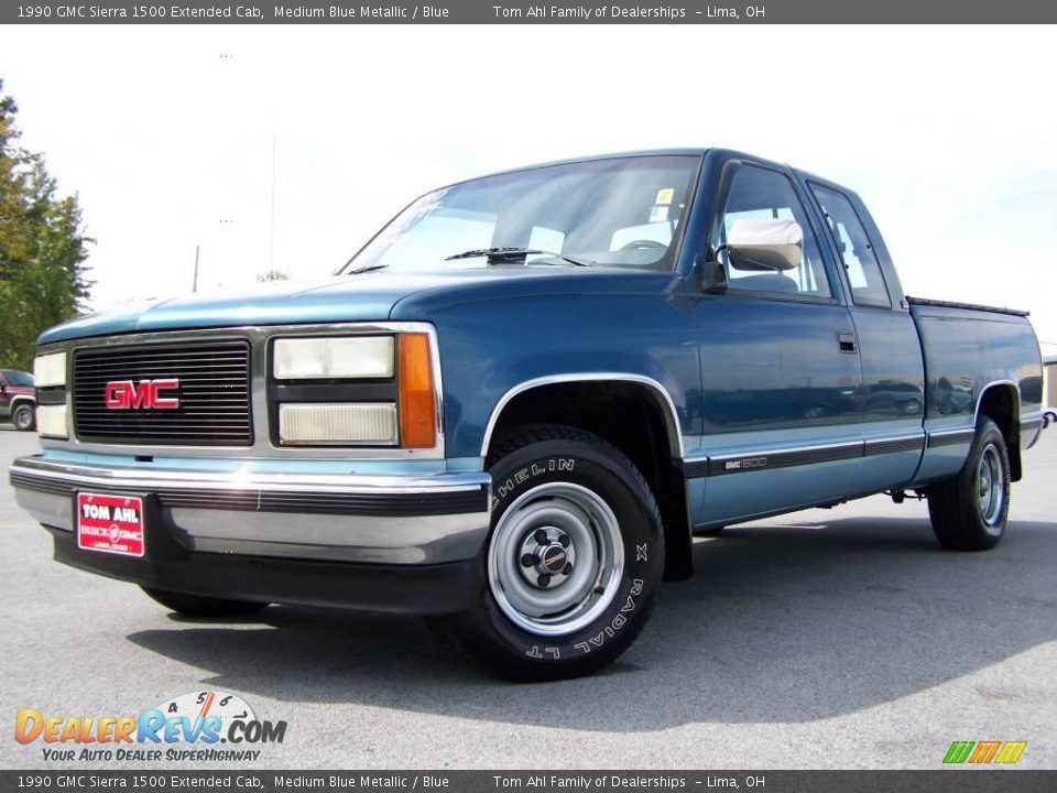 1990 GMC Sierra 1500 Extended Cab Medium Blue Metallic / Blue Photo #4