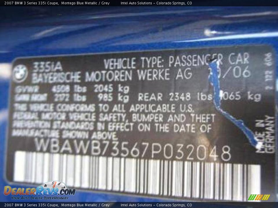 2007 BMW 3 Series 335i Coupe Montego Blue Metallic / Grey Photo #7