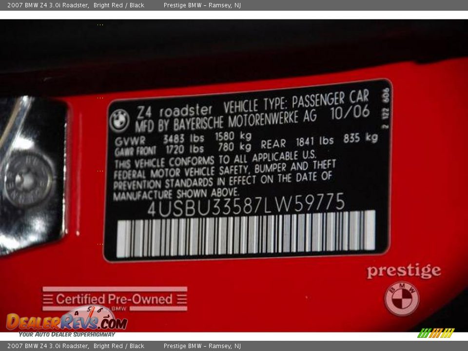 2007 BMW Z4 3.0i Roadster Bright Red / Black Photo #7