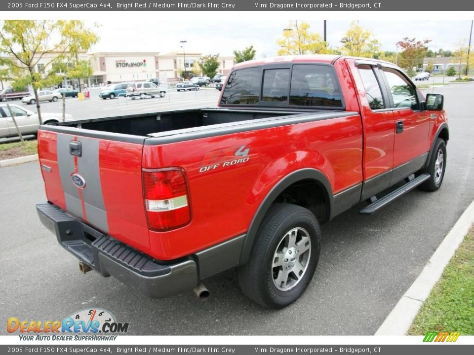 2005 Ford F150 FX4 SuperCab 4x4 Bright Red / Medium Flint/Dark Flint Grey Photo #4
