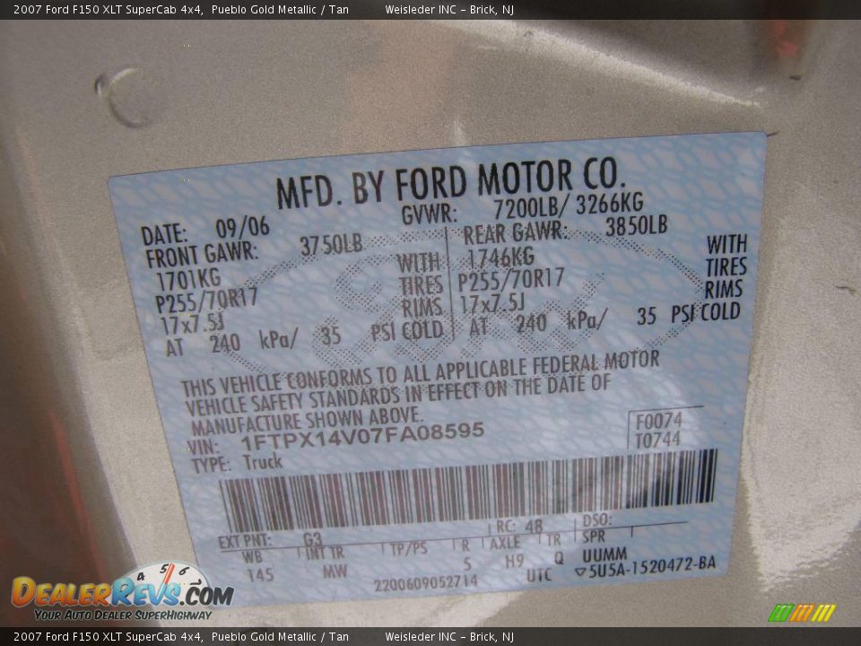 2007 Ford F150 XLT SuperCab 4x4 Pueblo Gold Metallic / Tan Photo #26