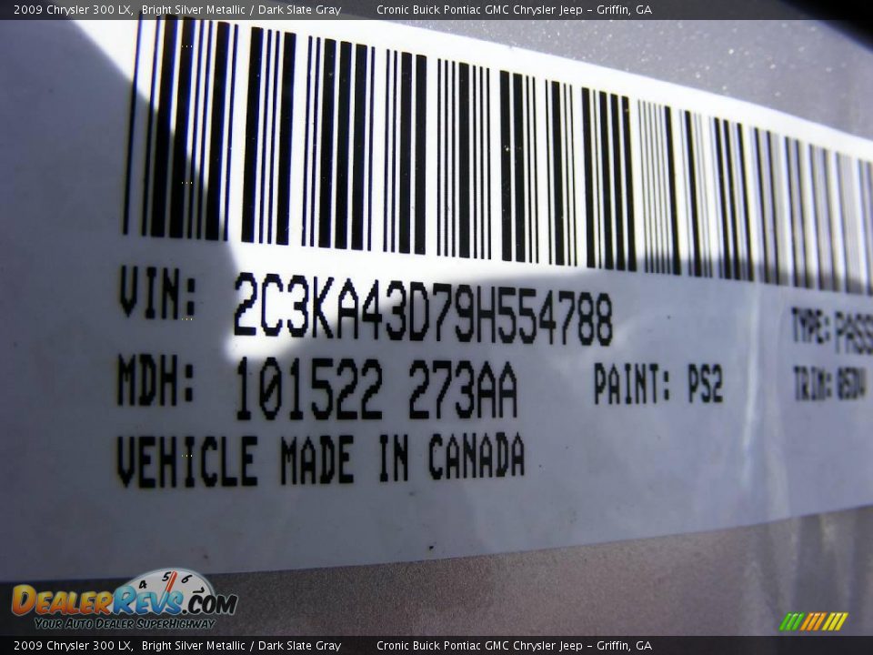 2009 Chrysler 300 LX Bright Silver Metallic / Dark Slate Gray Photo #20