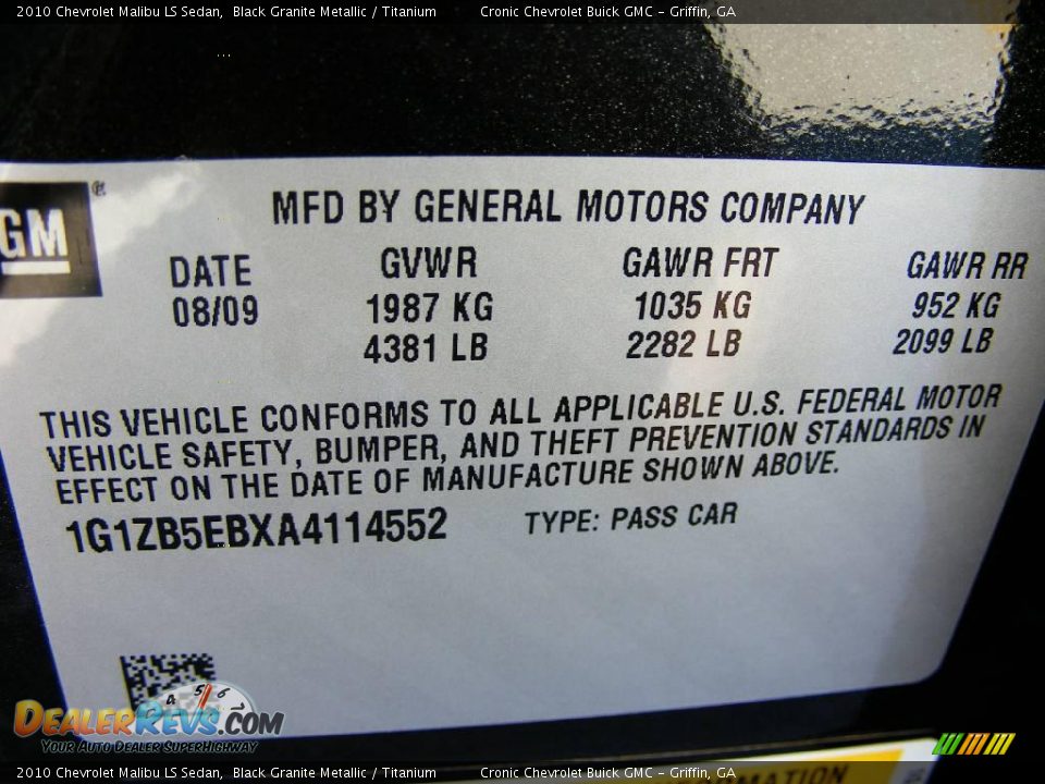 2010 Chevrolet Malibu LS Sedan Black Granite Metallic / Titanium Photo #19