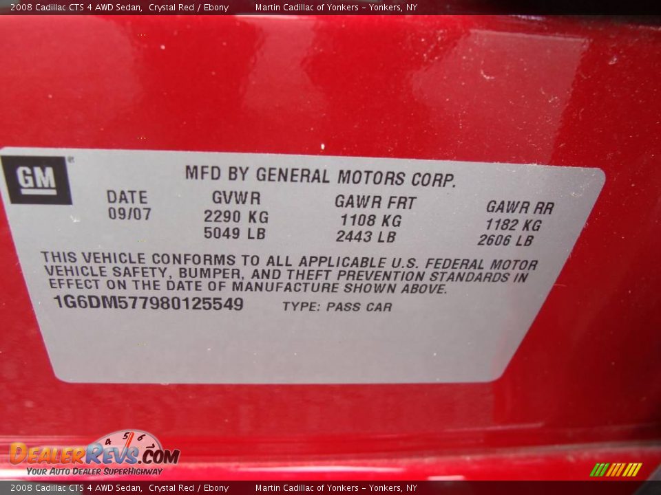 2008 Cadillac CTS 4 AWD Sedan Crystal Red / Ebony Photo #29