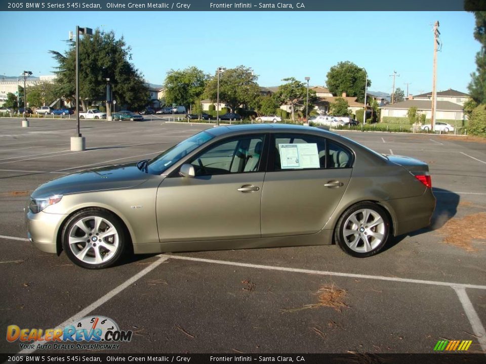 2005 BMW 5 Series 545i Sedan Olivine Green Metallic / Grey Photo #3