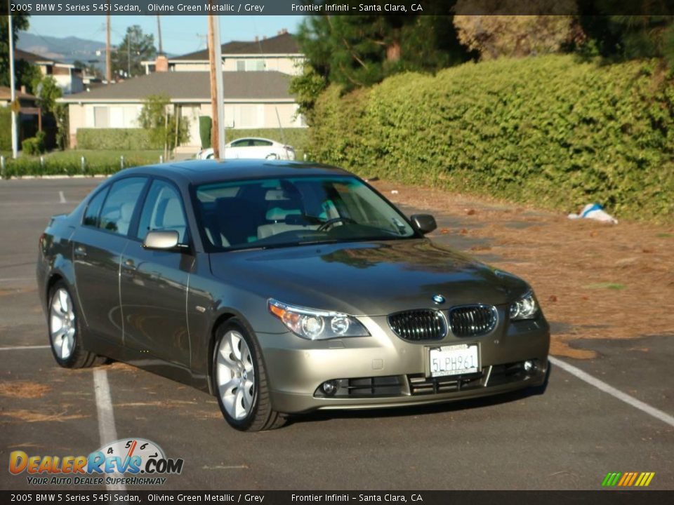 2005 BMW 5 Series 545i Sedan Olivine Green Metallic / Grey Photo #9