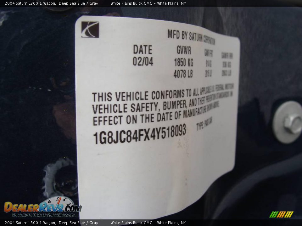 2004 Saturn L300 1 Wagon Deep Sea Blue / Gray Photo #28