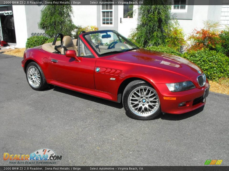 2000 BMW Z3 2.8 Roadster Siena Red Metallic / Beige Photo #2