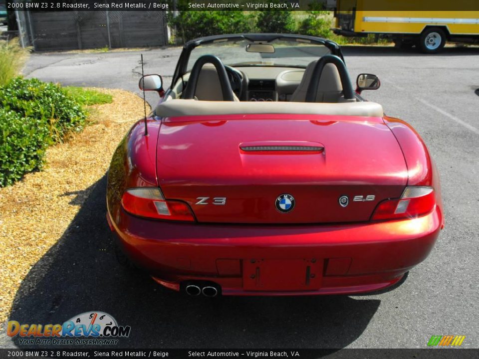 2000 BMW Z3 2.8 Roadster Siena Red Metallic / Beige Photo #7