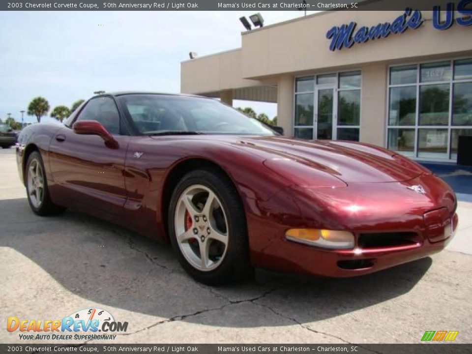 2003 Chevrolet Corvette Coupe 50th Anniversary Red / Light Oak Photo #2