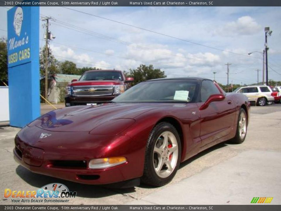 2003 Chevrolet Corvette Coupe 50th Anniversary Red / Light Oak Photo #4