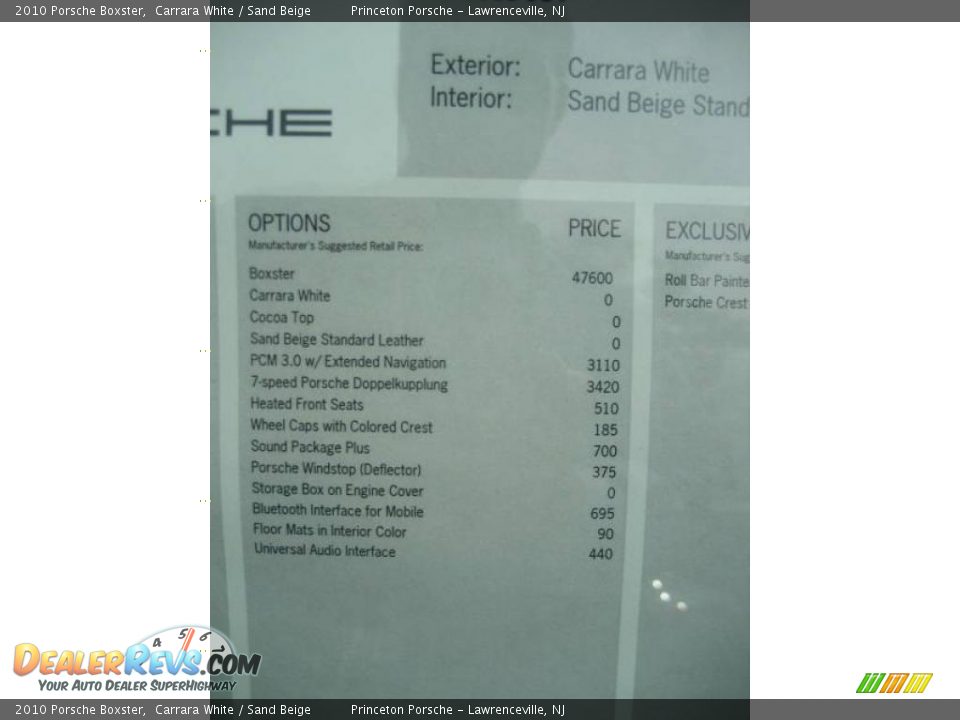 2010 Porsche Boxster Carrara White / Sand Beige Photo #19