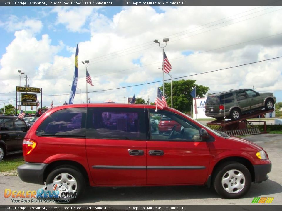 2003 Dodge Caravan SE Inferno Red Tinted Pearl / Sandstone Photo #2