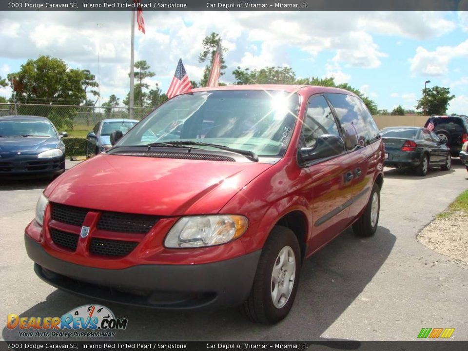 2003 Dodge Caravan SE Inferno Red Tinted Pearl / Sandstone Photo #8