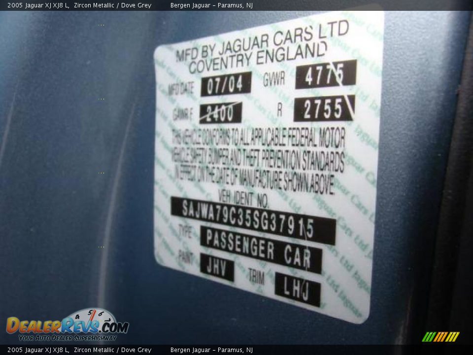 2005 Jaguar XJ XJ8 L Zircon Metallic / Dove Grey Photo #15