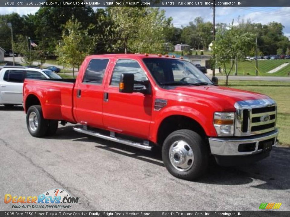 2008 Ford F350 Super Duty XLT Crew Cab 4x4 Dually Bright Red / Medium Stone Photo #1