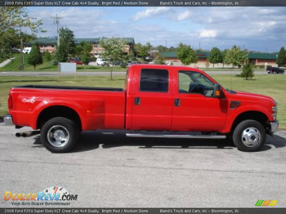 2008 Ford F350 Super Duty XLT Crew Cab 4x4 Dually Bright Red / Medium Stone Photo #2